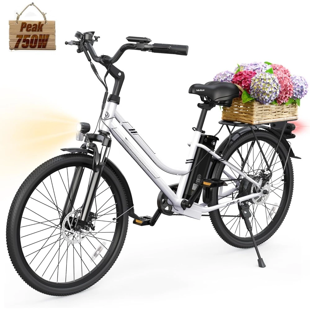 Electric Bike, 500W Electric Bicycle Up To 40 Miles, Removable Battery, 7-Speed and Shock Absorber, Stylish 26