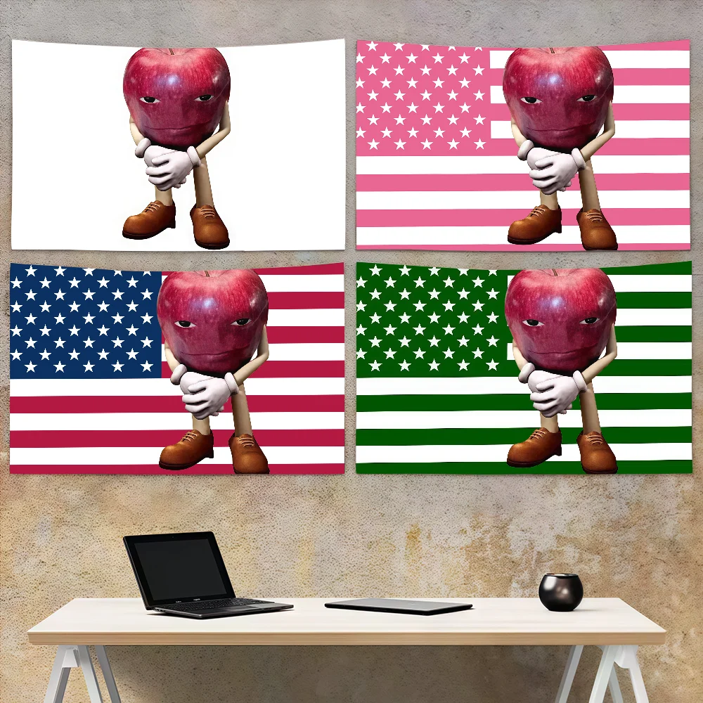 Funny Me Apple with Face Meme American Flag flag Decoration Art Picnic Party Home Hanging Camping Outdoor Party Banner