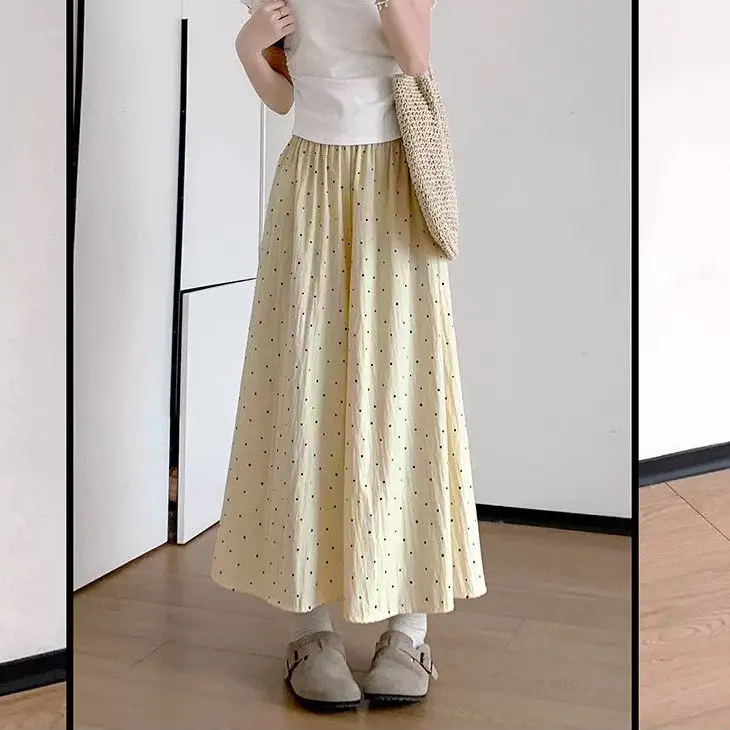 

Polka Dot Skirt Pants for Women's Summer New Small Loose Draping Ice Silk Half Skirt Ice Silk Wide Leg Pants