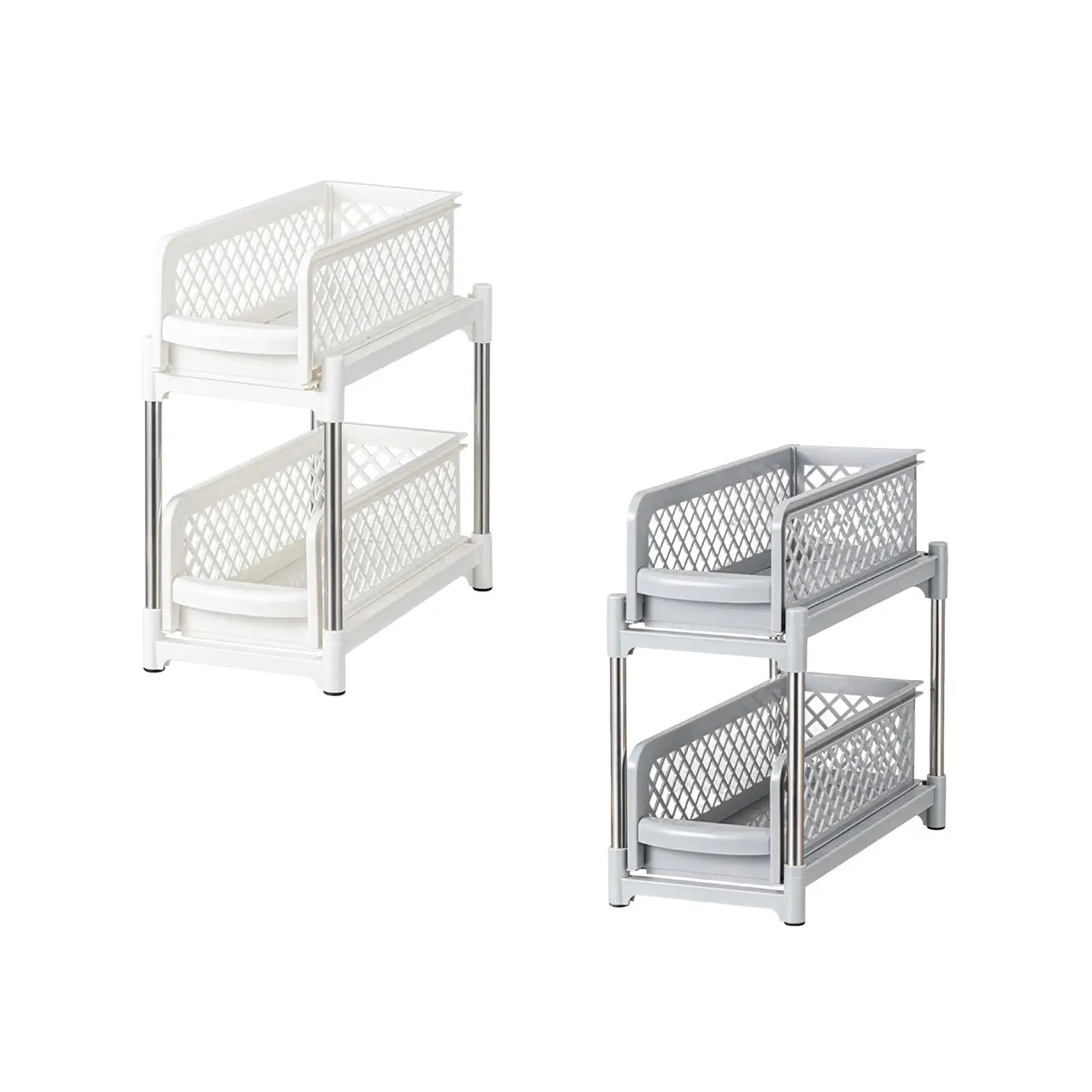 Under Sink Organiser Rack Convenient Stainless Steel 2 Tier Sliding Kitchen Cabinet Organizer Pull Out Cabinet Organizer Drawers