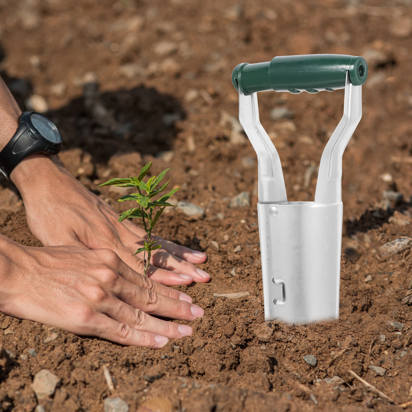 

Transplanting Tube With Wooden Handle For Garden Hand Tools Flower Vegetable Planting Transplanter Cylinder Outdoor Gardening