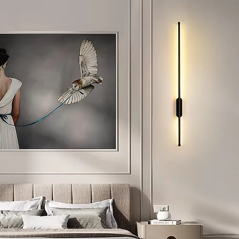 

DINDALLED Nordic LED Wall Lamp for Living Room Bedroom Stairs Hotel Wall light Indoor Background Lighting Modern Long Stick Desi