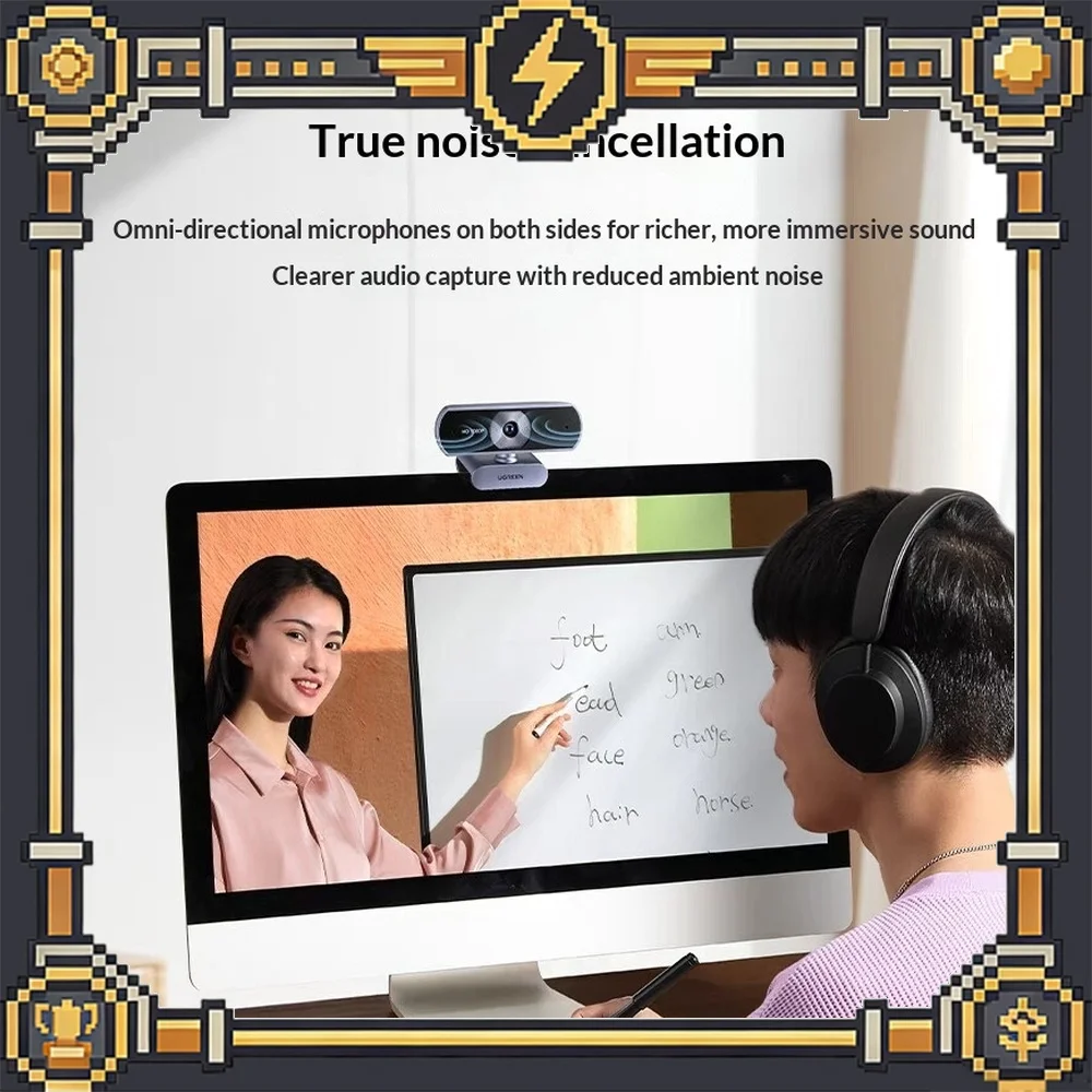 UGREEN CM678-15728 USB Webcam HD PC Camera with Built in Microphone for Meeting Online Class