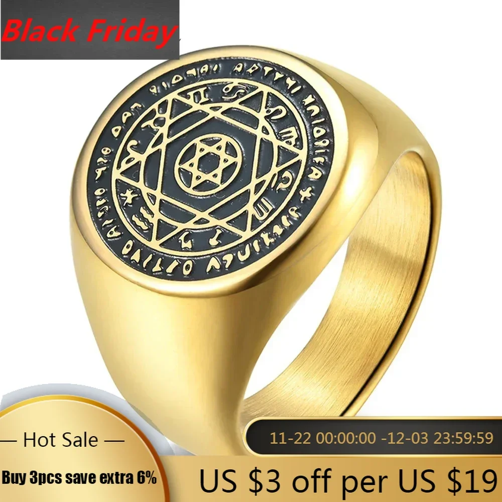 Trumium Stainless Steel Hexagram The Seal of Weven Rings Pentagram of Solomon Rings for Men  Finger Lucky Men Him Jewelry