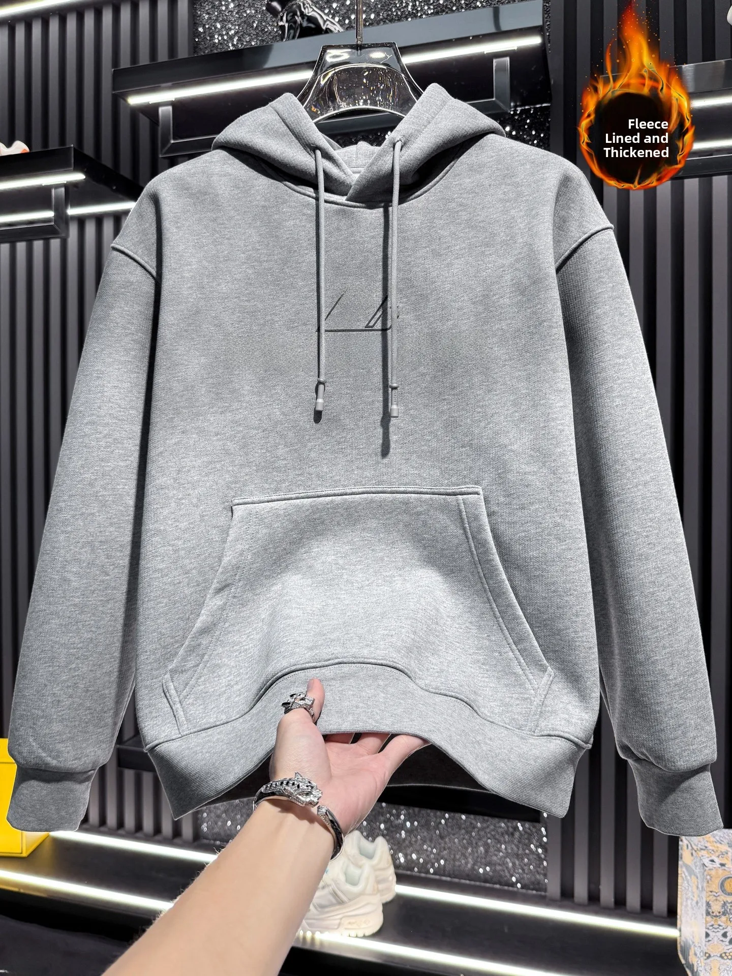 

Мужская толстовка с капюшоном на флисовой подкладке, утепленная, с длинным рукавом, свободного кроя, осенне-зимняя, модная, повседневная, абсолютно новая, 2025 года, стильная