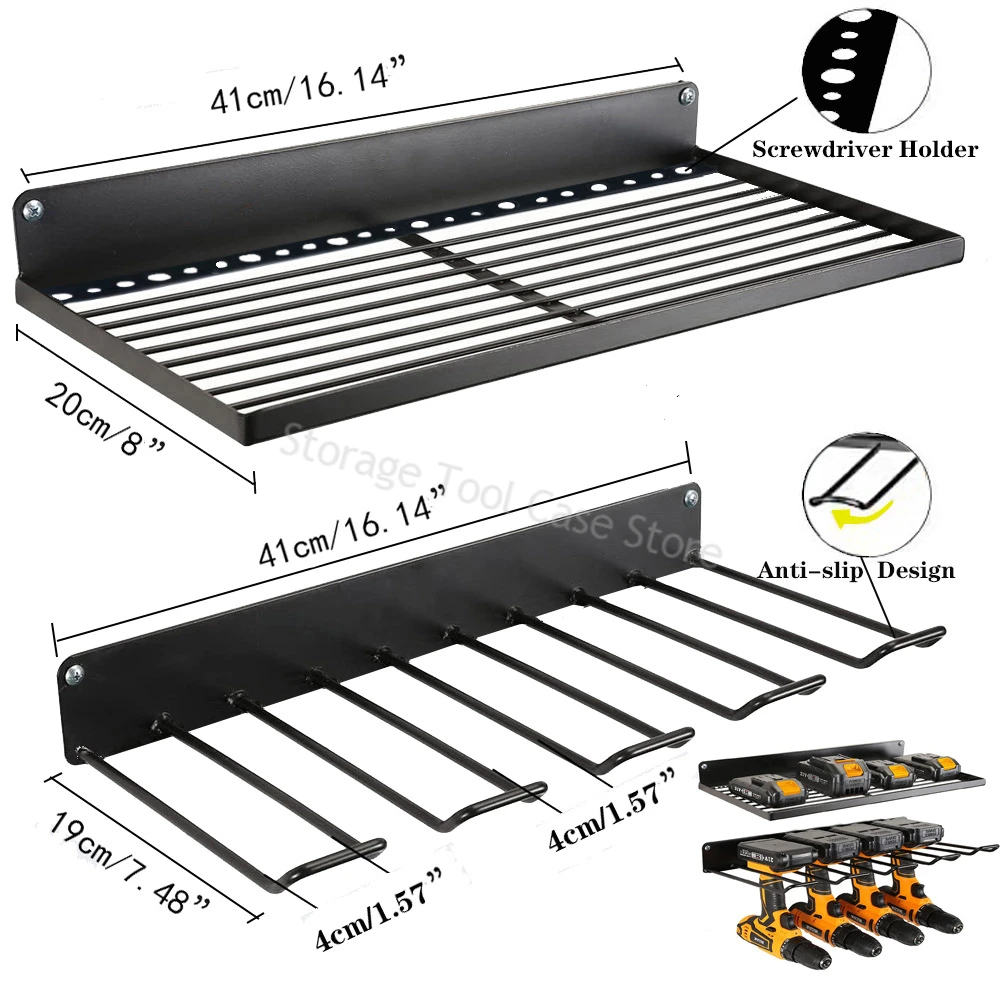 Imagem -03 - Mão Power Tool Organizer Rack Wall Montado Prateleira de Ferramentas Grande Broca Pesada Titular Chave de Armazenamento Garagem