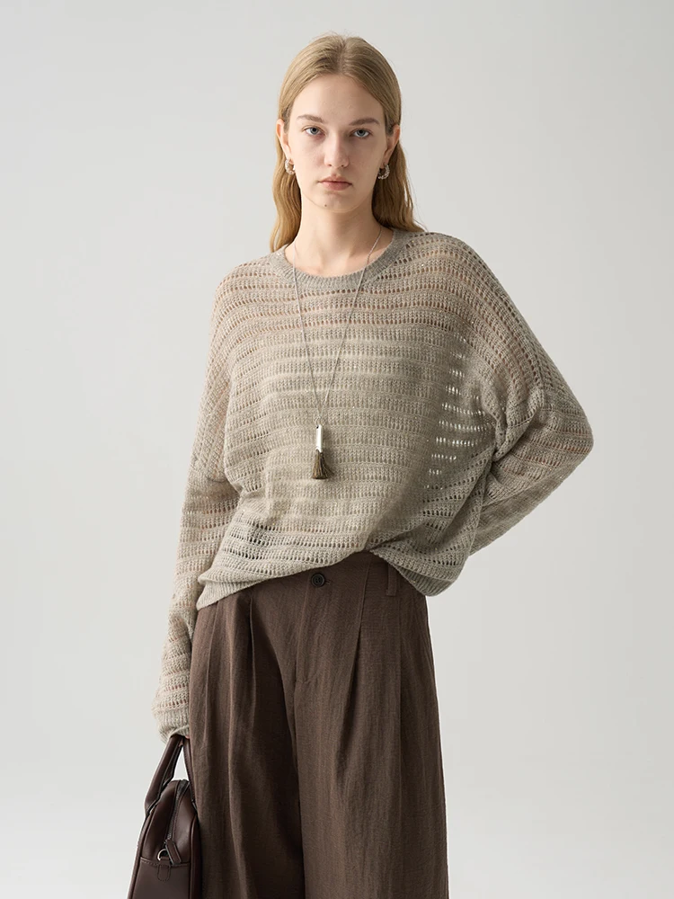 

Мягкий шерстяной шелковый ажурный вязаный кардиган свободного кроя для женщин, белый, объемный, комфортный, женская вязаная одежда