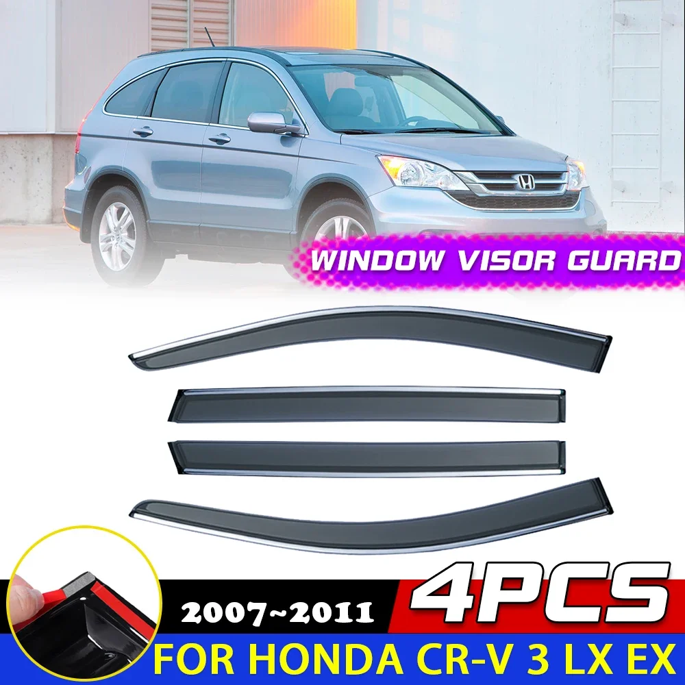 Windows Door Visor for Honda CR-V CRV 3 LX EX 2007~2011 Deflector Smoke Guards Cover Awnings Rain Eyebrow Sticker Accessories