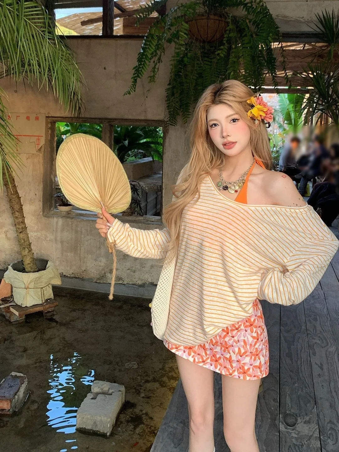 

Sweet Pure Desire Style Bikini Swimsuit Four-Piece Set Long Sleeve Sun Protection Cover up Skirt Design Swimming Costume