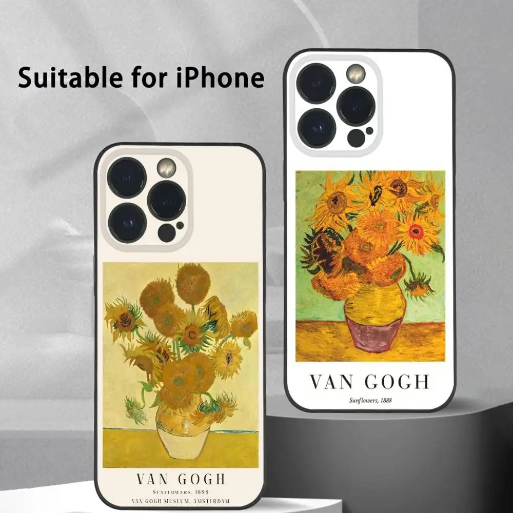

Flower Vincent Van Gogh Art Phone Case For IPhone 16 15 14 13 12 11 Pro Max Plus Mini Frosted Soft Shell Funda