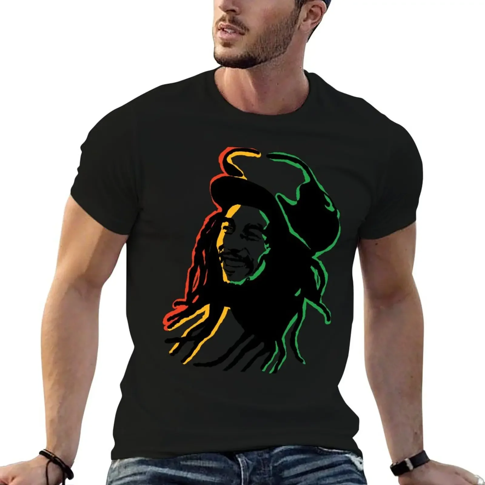 Bob Marley spray paint with masks - stencil T-Shirt cotton graphic tees cute clothes vintage anime shirt cotton t shirt men