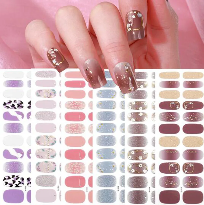 

22Tips Nail Stickers Finised 3D Diamonds Nail Polish Self Adhesive Nail Wraps Decals DIY Nail Art Decoration Fake Nail Patch