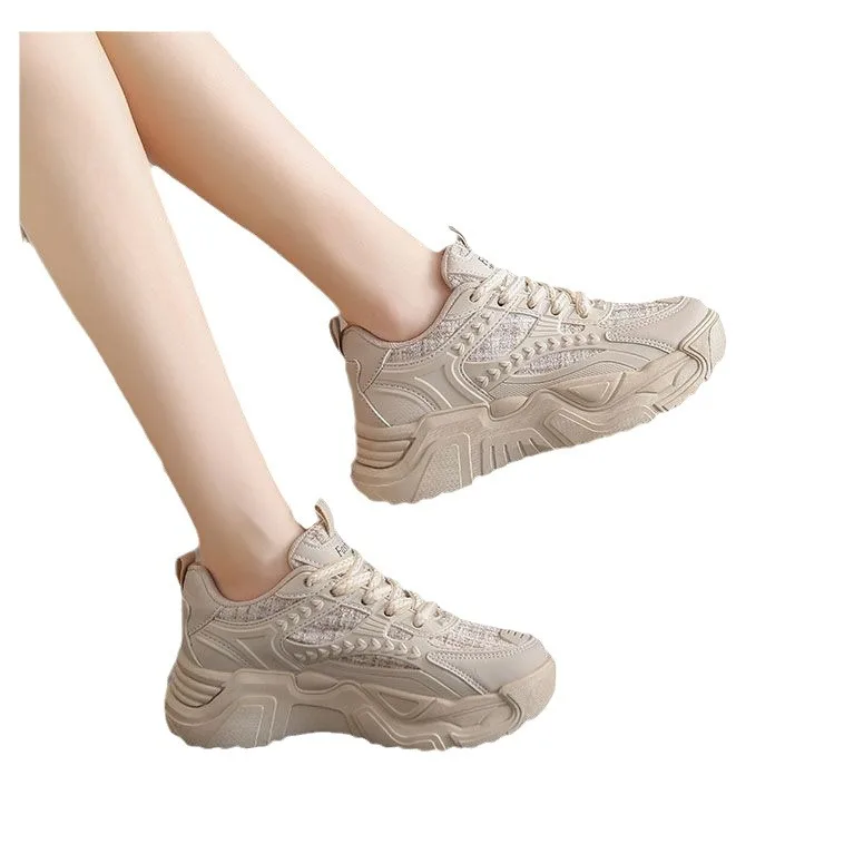 Zapatillas de deporte para mujer, zapatillas gruesas a la moda, zapatos deportivos con plataforma de tenis al aire libre para mujer, zapatos ligeros de diseñador 20245