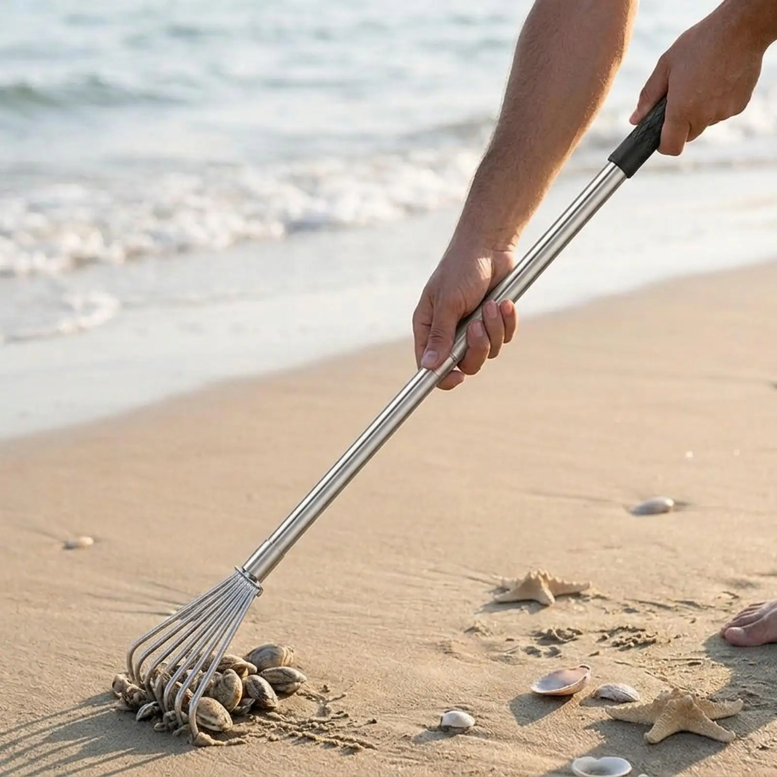 Garden Rake Landscape Leaves Rake, Ergonomic Design Professional Telescopic Mushroom Picking Tool