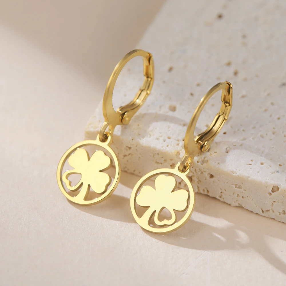 Dawapara Lucky Four Leaf Clover Women Earrings Irish Knot Shamrock Charm Stainless Steel Jewelry Valentine's Day Gift - view 4