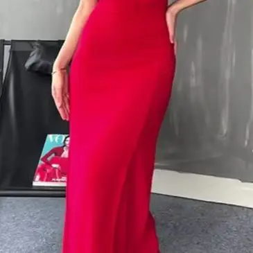 

Women's Summer Strapless Dress with Bubble Sleeves and Split Hips Long Dresses for Women New Style Female Sweet Fashion Dresses