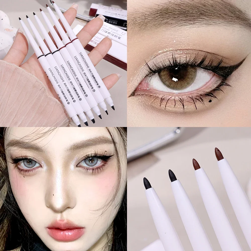 Double Head Black Brown Blade Eyeliner Pen Waterproof Lasting Smooth Lying Silkworm Eyes Liner Pencils Korean Makeup Cosmetics