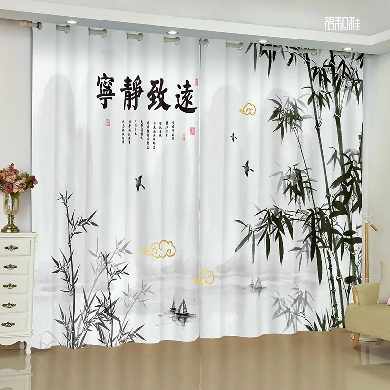 Chinese Troditional Culture Bird Flower Window Curtains in Kids Bedroom Living Room Hall Treatments Kitchen Decor Drapes Blinds