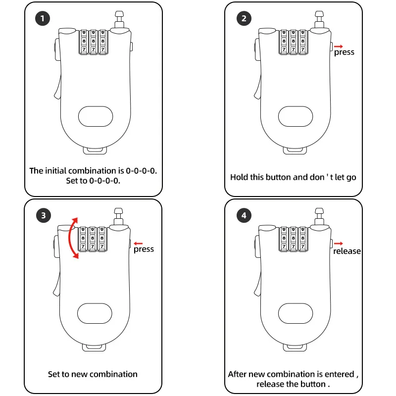 Modified and Upgraded Retractable Wire Rope Cable Combination Lock Luggage Cart Clothes Sled Motorcycle Helmet Lock