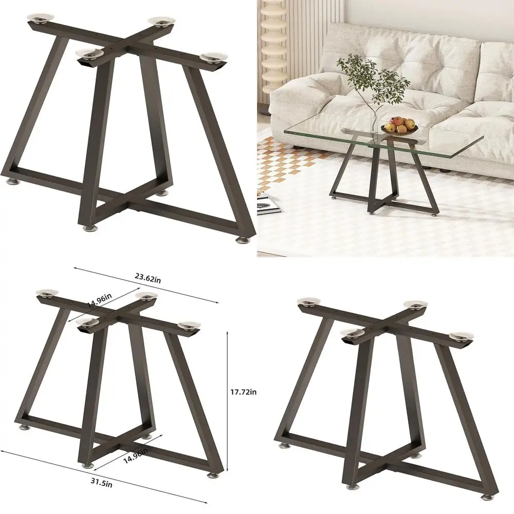 

Sturdy Metal Trapezoid Table Base for Glass, Wood, or Marble Tops, 18 High with Suction Cups