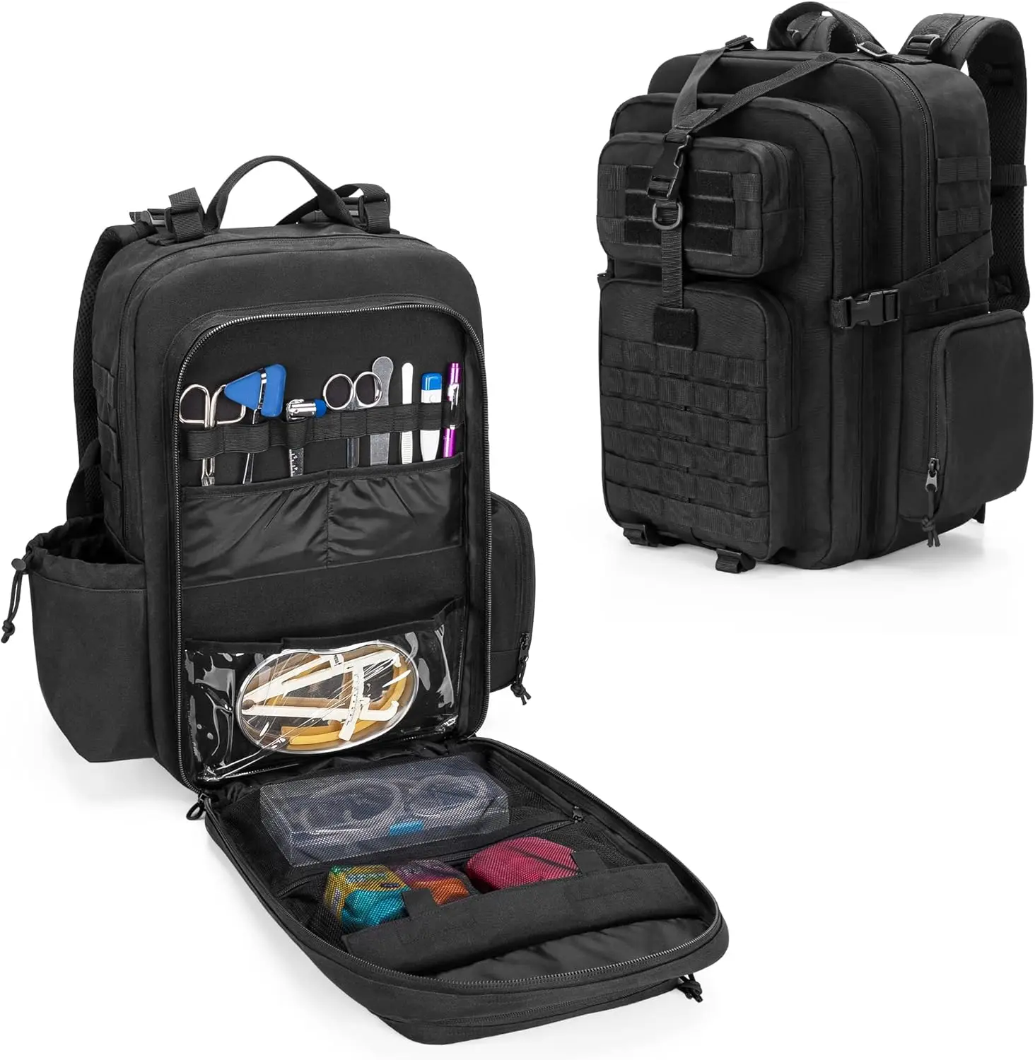 

Medical Tactical Backpack, First Aid Rucksack with Y-Strap for Hiking, Black (Bag Only)