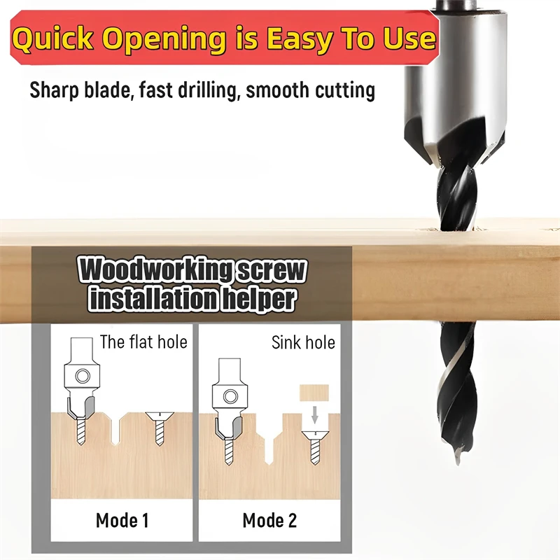 3-10mm HSS Countersink Drill Bit Set Reamer Woodworking Chamfer Boring Drill L-wrench Counterbore Hole Cutter Screw Hole Drill