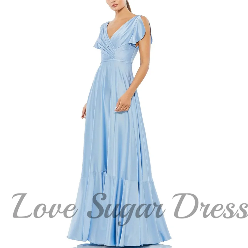 

Simple A Line Satin Evening Dresses For Women Pleated Long Prom Dress Elegant V Neck Formal Party Gowns Customsized