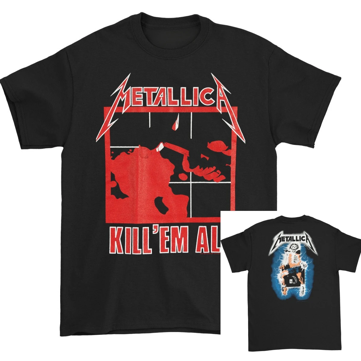 And Justice for All Metallica Band T-Shirt Baumwolle Grafik-T-Shirt Herren Damen Sommer Streetwear – Detail 4