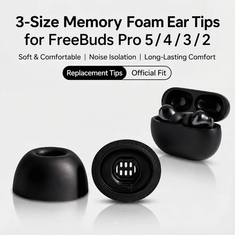 Three-layer Memory Foam Ear Tips Noise Isolating Ear Cap Sleeve Fit Huawei FreeBuds Pro 5 Pro4 Pro3 Pro2 Soft Sound Insulation
