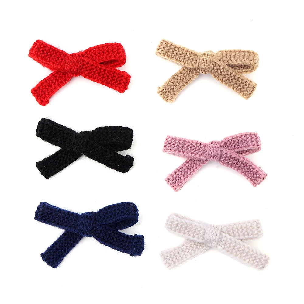 A19 001F Wool Knit Hair Bows Cute Hairpins Girls duckbilled Hair Clips Barrettes Solid Clip Kids Headband Fashion HairAccessori