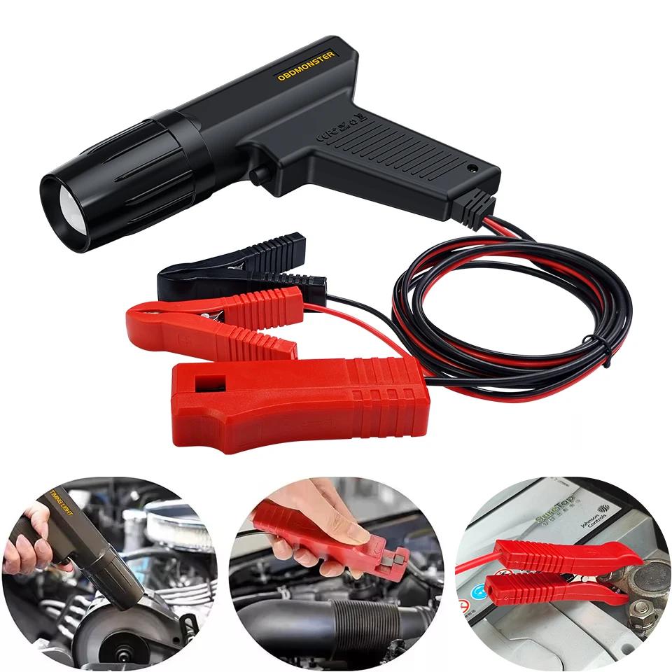 12V pistolet rozrządu zapłonu samochodu silnik benzynowy rozrząd zapłonowy indukcyjne światło stroboskopowe odpowiednie do narzędzi do naprawy samochodów i motocykli — zdjęcie 2