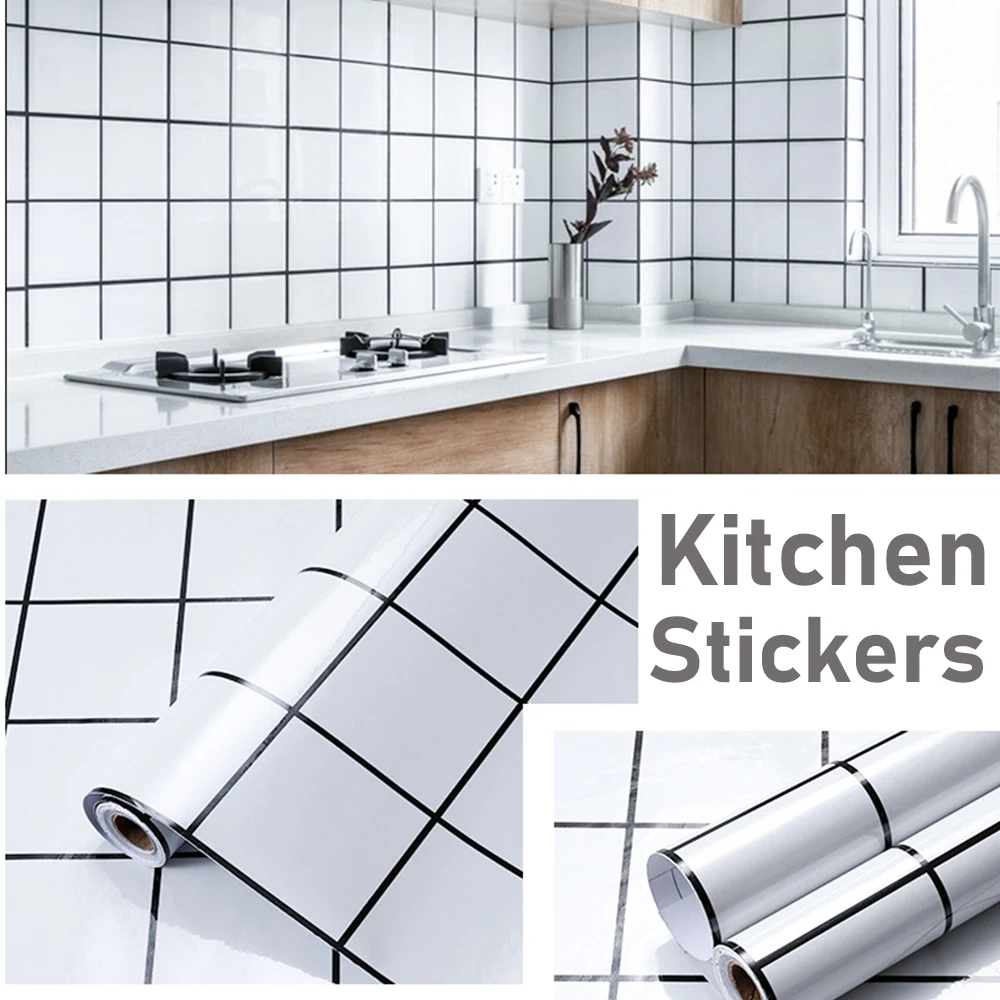 

White Grid Wallpaper ,Peel and Stick Self Adhesive Removable Waterproof Countertop Paper for Cabinet Furniture Kitchen，60CM Wide