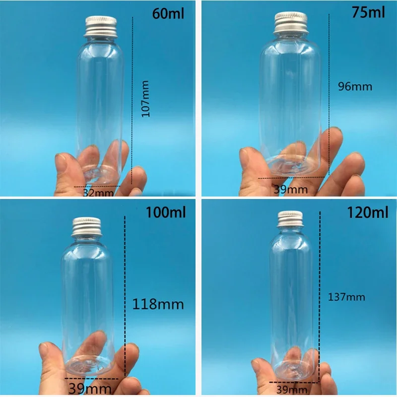 10ml 20ml 30ml 40ml 50ml 60ml 100ml 120ml botella de plástico vacía loción esencial cosmética crema contenedor recargable de agua