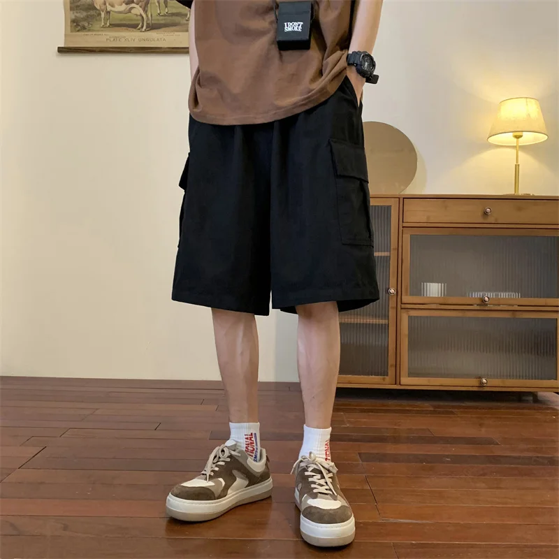 

Японские свободные хлопковые рабочие шорты для мужчин, летние, модные, повседневные, свободного кроя, для подростков, в стиле High Street, большие размеры