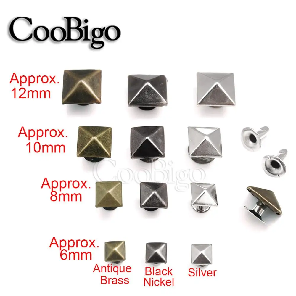 100pcs Pyramid Square Base Spikes Punk Garment Rivet Stud For Hat Jeans Shoes Leather Cap Bag Diy Craft Accessory