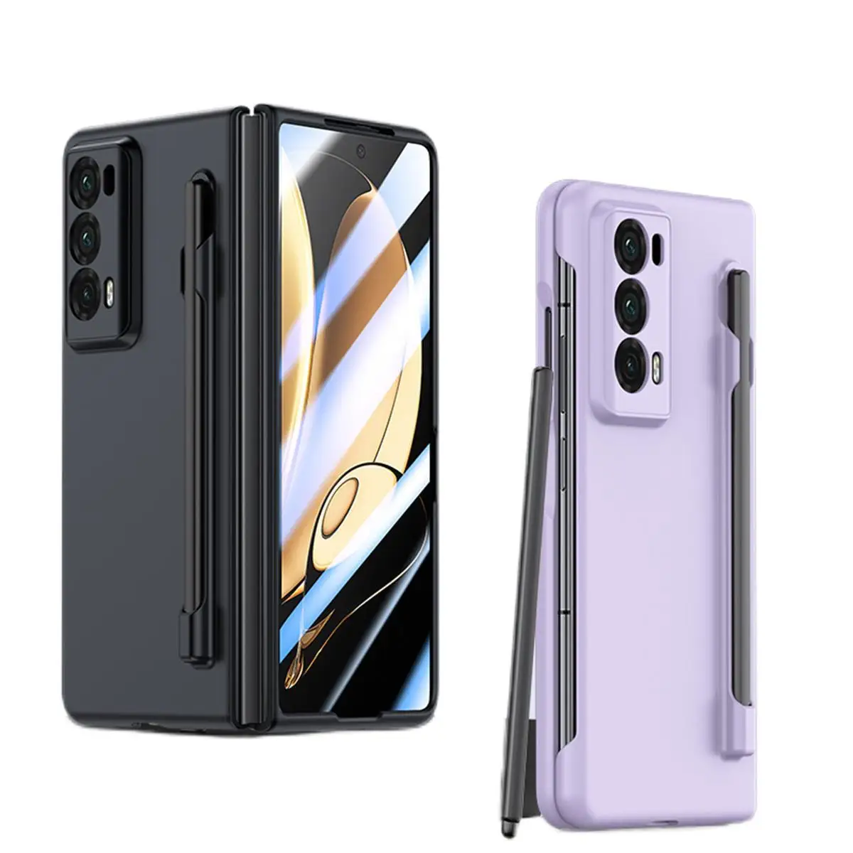 Phone Case For Honor Magic V2 Solid Color PC Hard Shell Protection Shockproof Protective Film With S Pen Back Cover