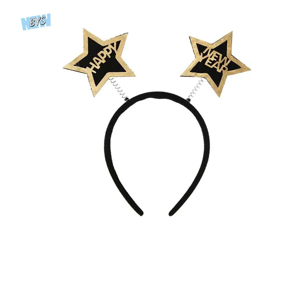 الترتر 2026 السنة الجديدة عقال نجمة/تاج الطرف الديكور عيد الميلاد السنة الجديدة خوذة الإبداعية الملونة بريق الشعر هوب