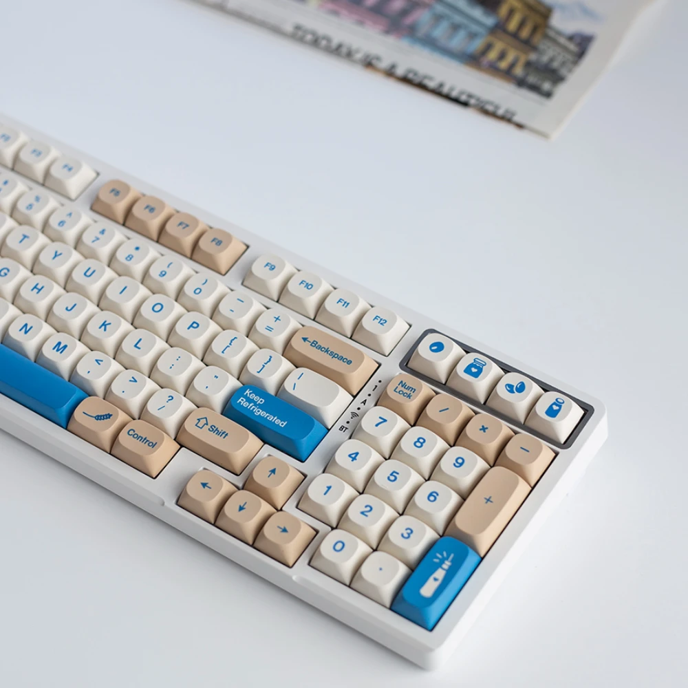 

Soy Milk Keycaps Blue White Simple Style Color MA PBT Sublimation Process For 108 104 98 87 84 68 61 DIY Mechanical Keyboard