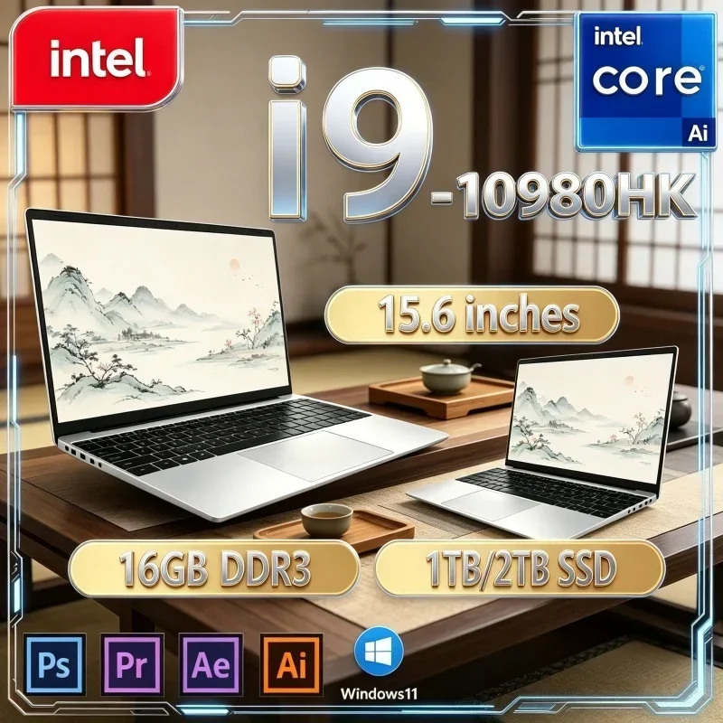 New Hot 2026 15.6 Inch FHD 120Hz IPS Portable Notebook I9‑10980HK 16/32GB RAM 2TB SSD Win11 Multitask Business Office PC