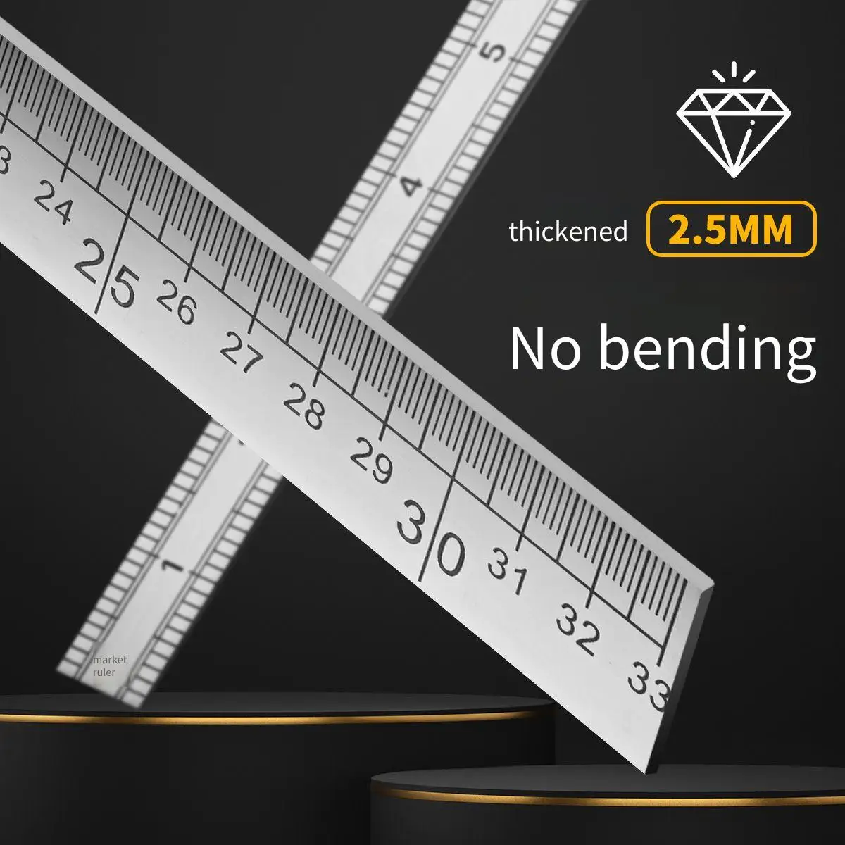 Stainless Steel Heavy-Duty Straight Ruler - 33cm Tailor Sewing Ruler, Professional Garment Design & Craft Drawing Tool