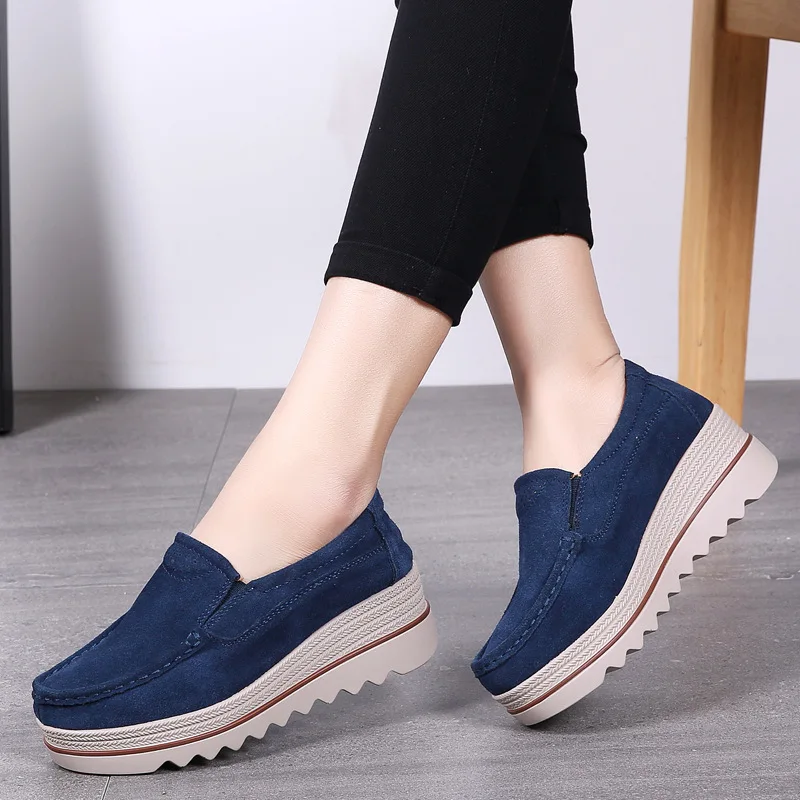 Women Flats Platform Shoes Spring New Suede Leather Women Sneakers Autumn Slip on Casual Shoes Women Moccasins Zapatos De Mujer