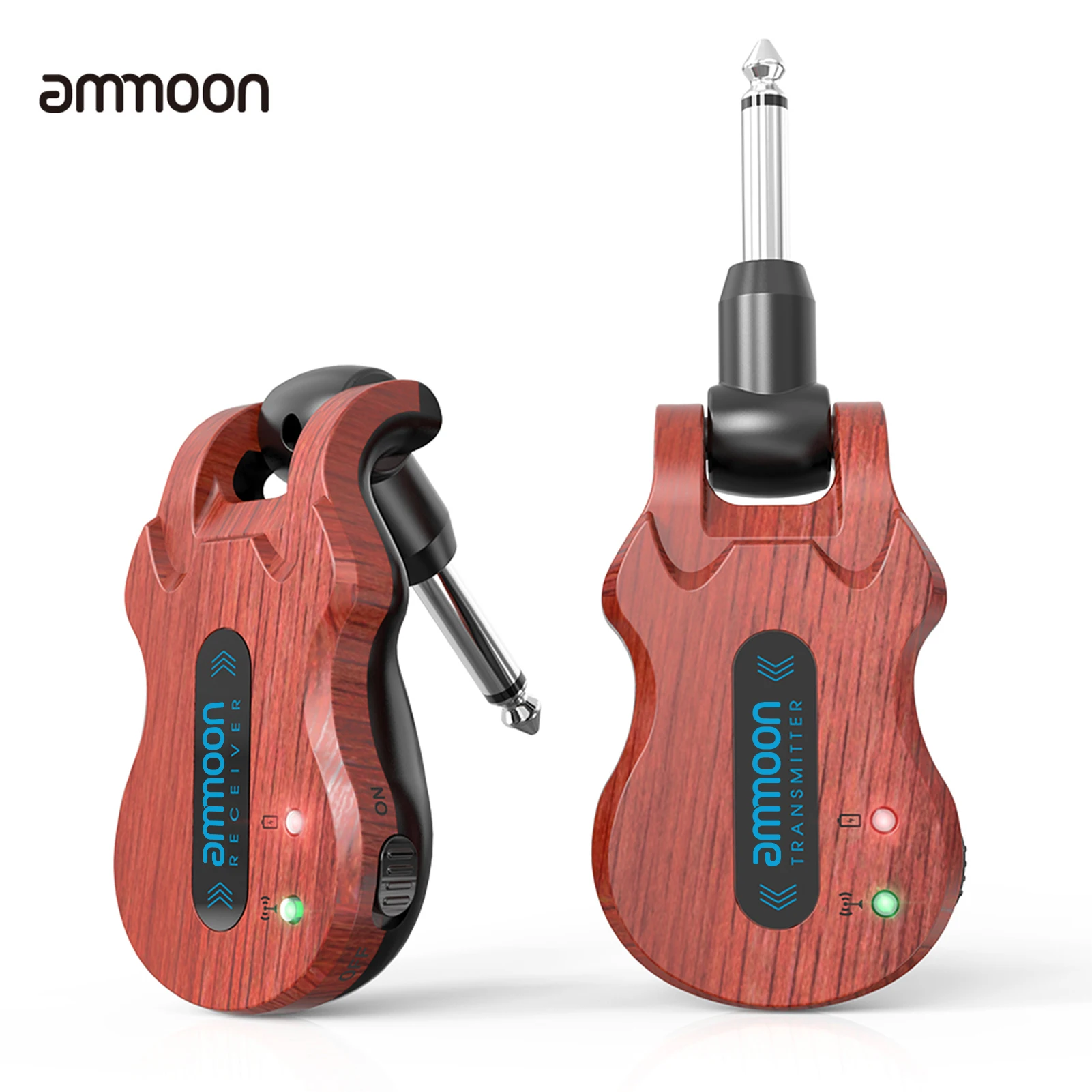 ammoon Wireless Guitar System Audio Digital Guitar Transmitter Receiver Built-in Rechargeable Battery 100Feet Transmission Range