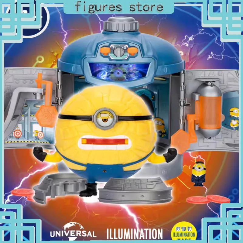 

New Movie Despicable Me 4 Minions The Same Toy Sound And Light Poof Launcher Ring Fart Launcher Doll Elastic Minions Toy Gift