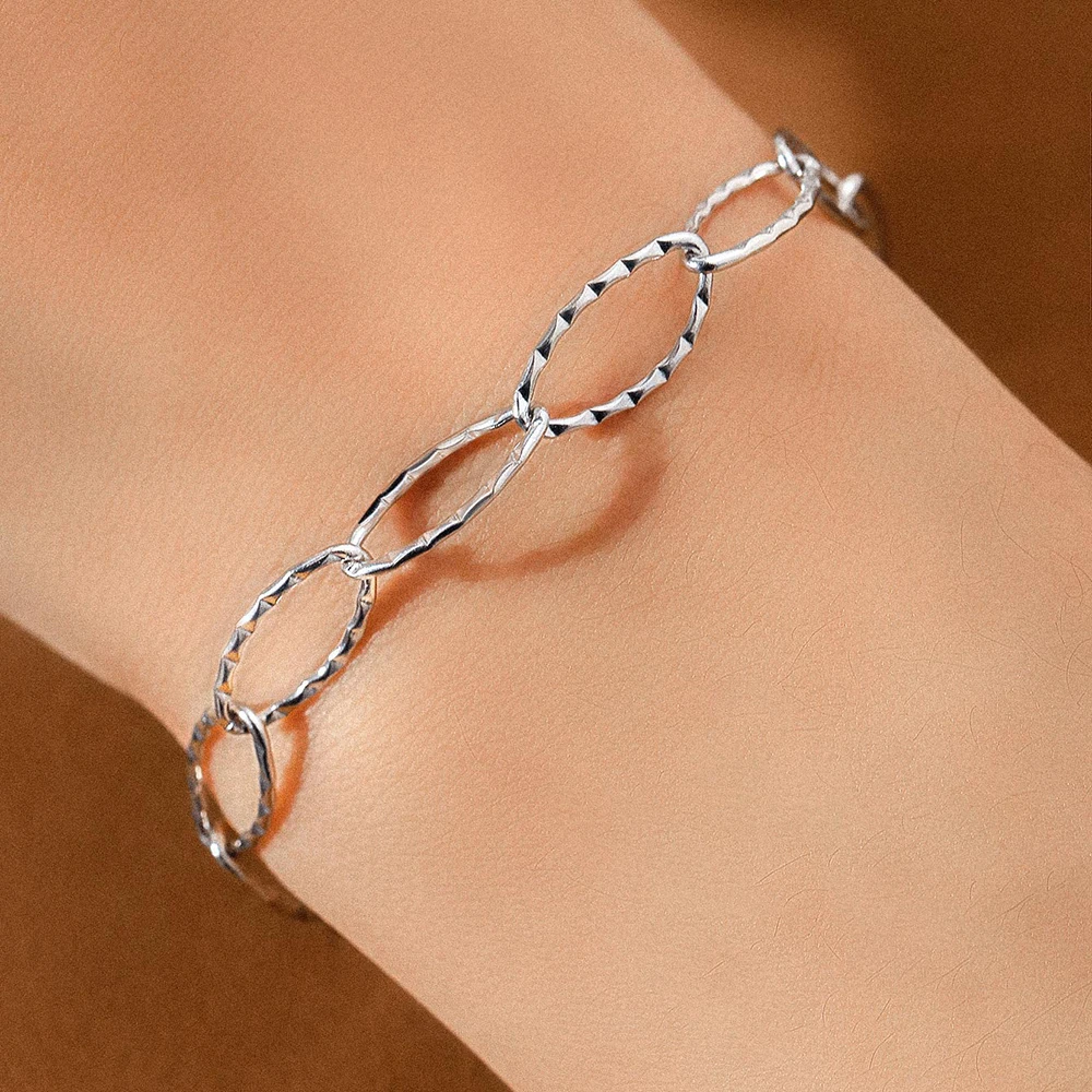 Stainless Steel Bracelets Elliptical O-Ring Chain Minimalist Classics Bracelet For Women Jewelry Everyday Wear Beautiful Gifts