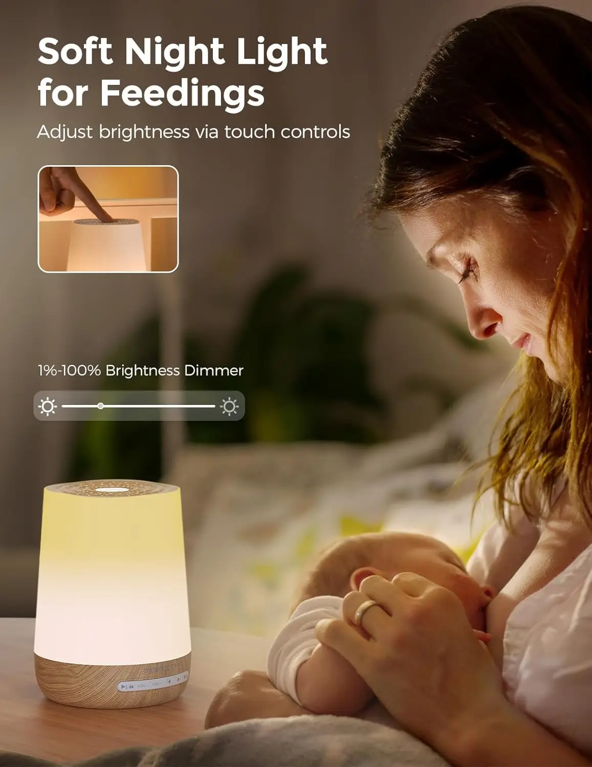 White Noise Machine for Baby Sleep with Night Light, 34 Soothing Sounds, Timer & App Control