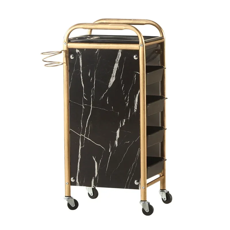 Retro Hair Salon Trolley  MultiLayer Beauty Storage  Cart with Top Tray, Barber Shop Essential, Durable Wheels