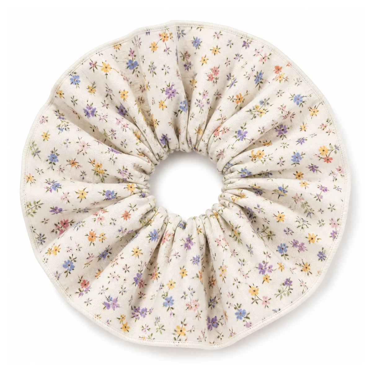 warm-white-multicolor-tiny-meadow-floral-wide-ruffled-hair-scrunchie-for-ponytails-and-buns