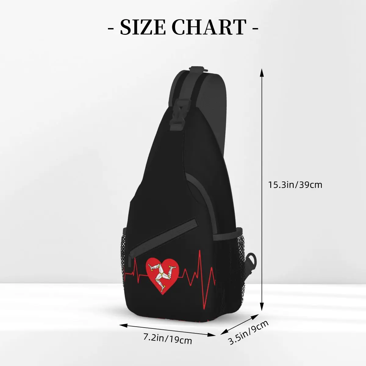 Isle Of Man Flag Small Sling Bag Chest Crossbody Shoulder Sling Backpack Hiking Travel Daypacks Heartbeat Motorcycle Casual Bag