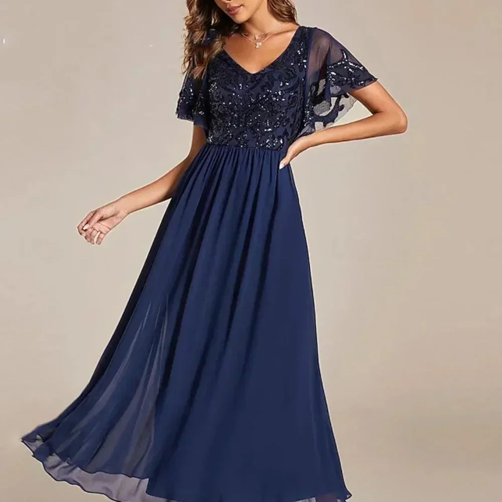 

Elegant Female with A Line Floor Length Chiffon Wedding Party Gowns Appliques Mother of the Bride Dresses Robe De Soirée 2024