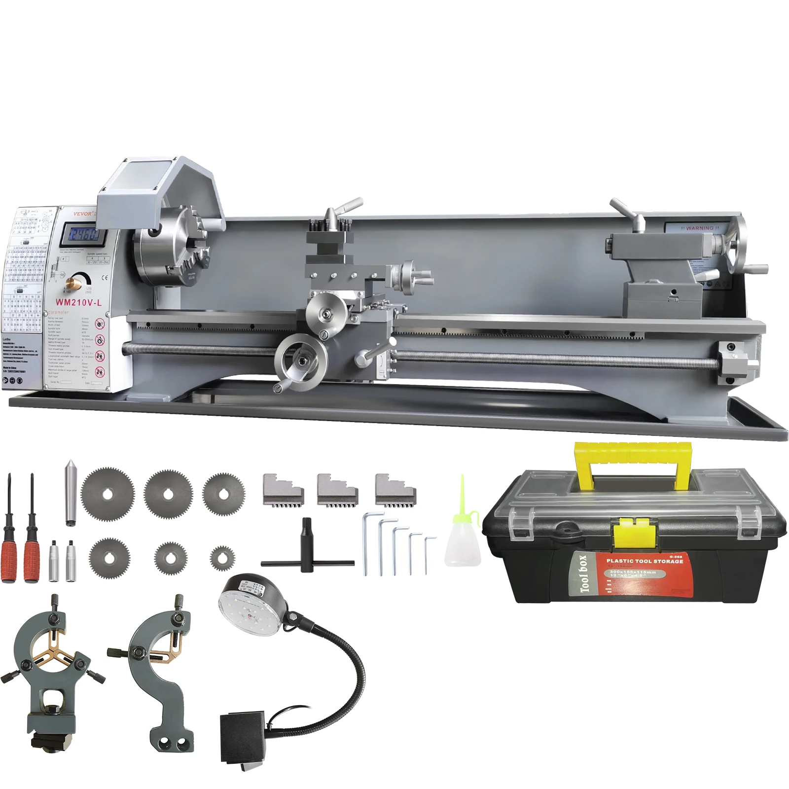 VEVOR Metal Lathe Machine,8.3'' x 29.5'',750W Precision Benchtop Power Metal Lathe,0-2500 RPM Continuously Variable Speed